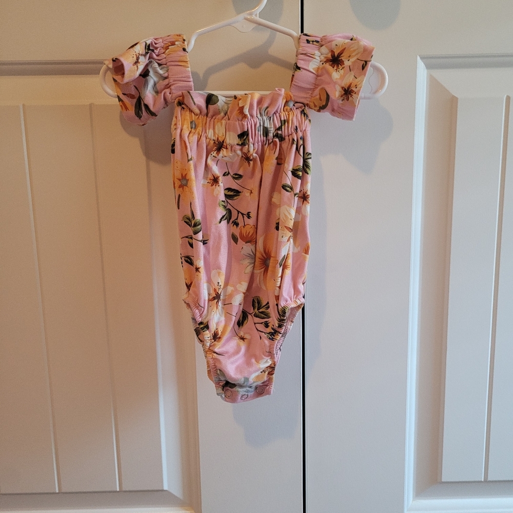 Bailey's Blossom off the shoulder onsie